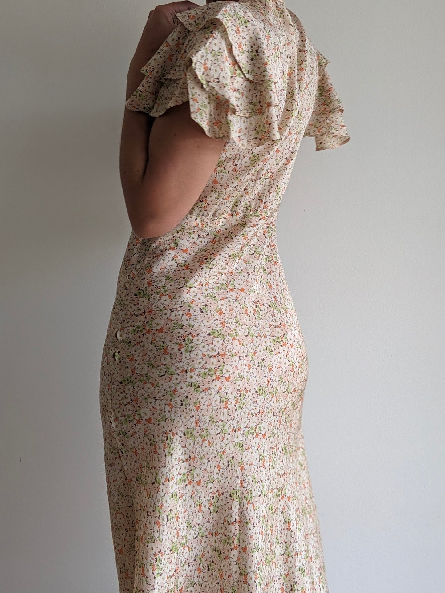 Incredible Vintage Handmade Floral Silk Dress