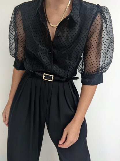 Beautiful Onyx Polka Dot Organza Blouse