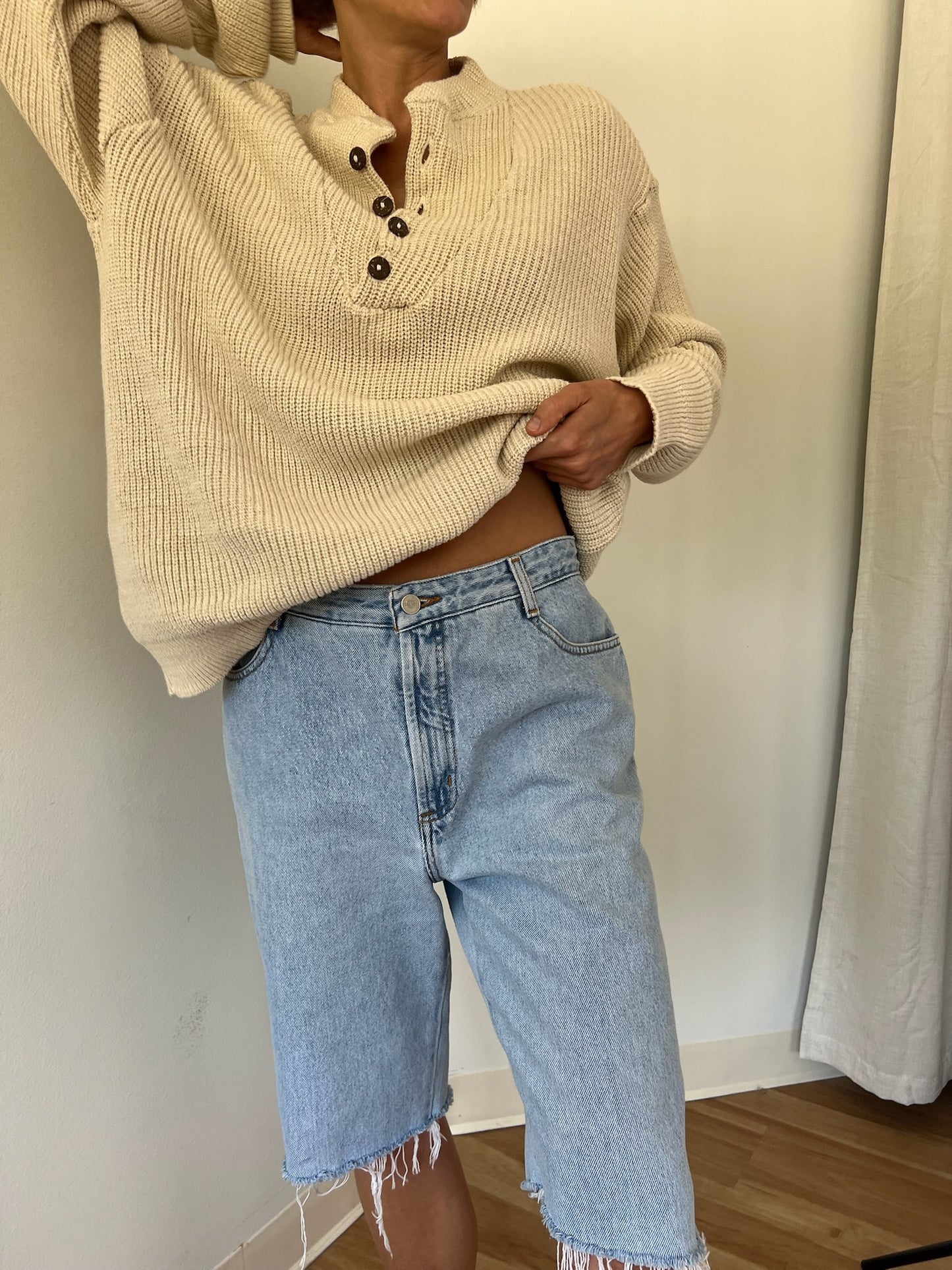 Favorite Vintage Sand Henley Sweater