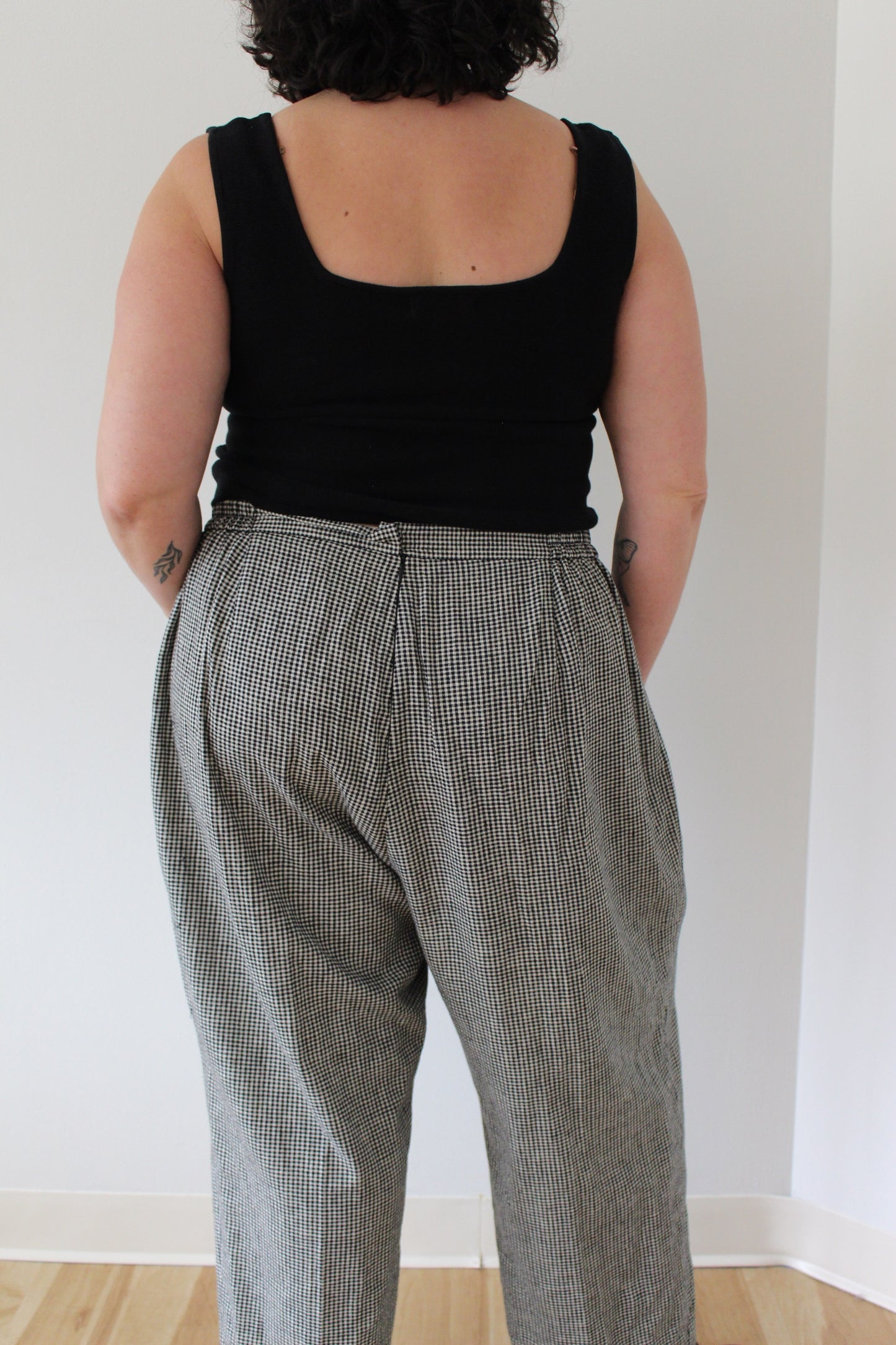 90s Gingham Linen Pants