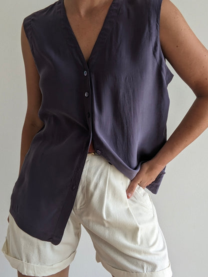 Vintage Eileen Fisher Plum Silk Vest