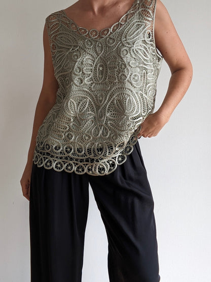 Vintage Laurel Silk Soutache Top