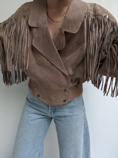 Vintage Amaretto Fringed Suede Jacket