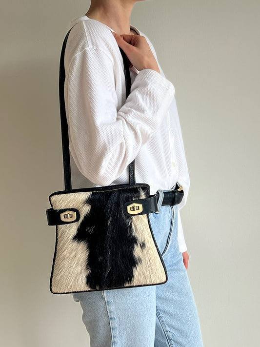 Rare Vintage Calf Hair & Leather Shoulder Bag