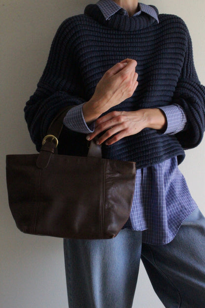 90s Coach Chocolate Leather Buckle Strap Tote
