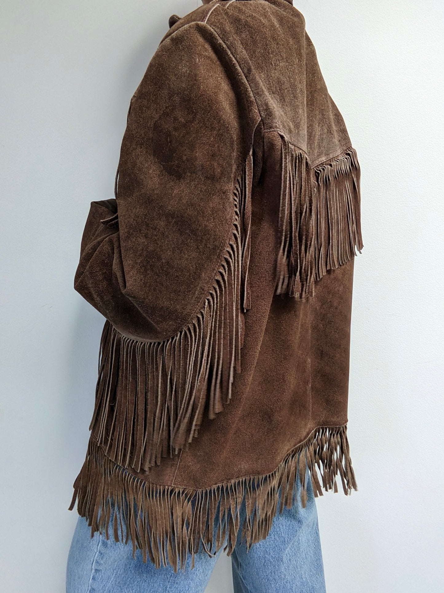 Rare Vintage Walnut Fringe Suede Jacket