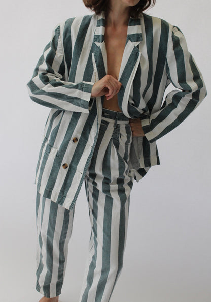 Favorite Vintage Faded Forest Striped Pant Suit