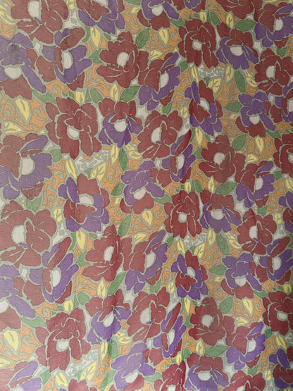 Vintage Floral Silk Skirt Set