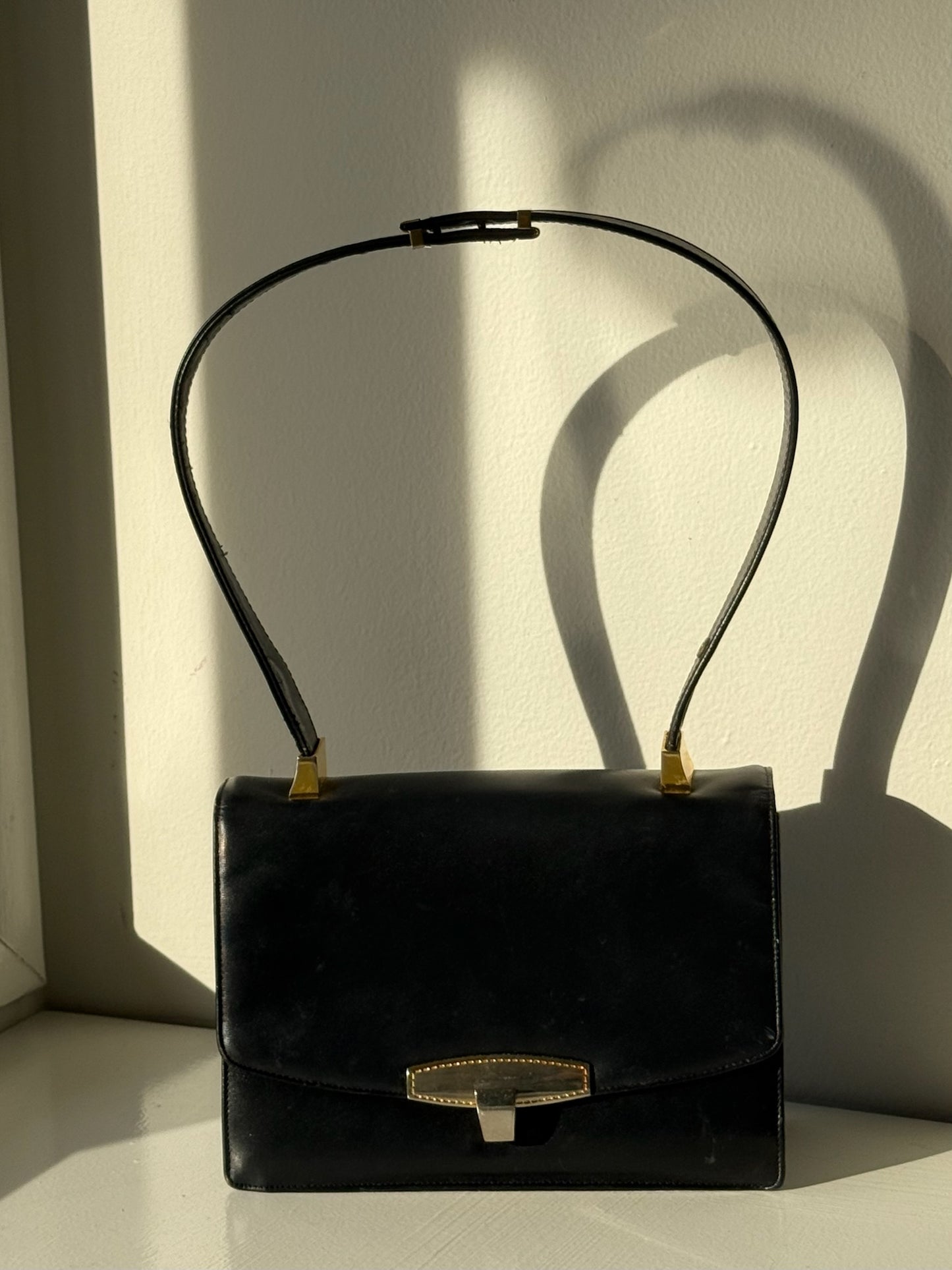 Lovely Vintage Koret Black Leather Handbag & Coin Purse