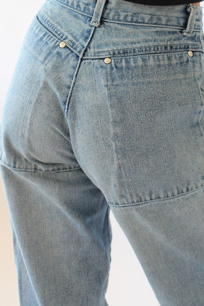 Vintage Zippered Denim Cargo Pants