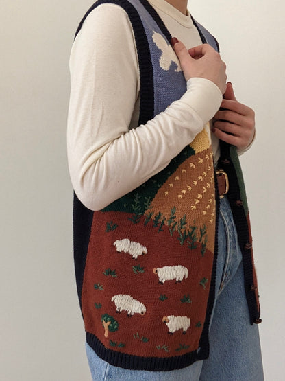 Sweetest Vintage Farm Scenic Sweater Vest