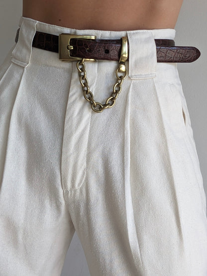 Vintage DKNY Embossed Leather & Hanging Chain Belt