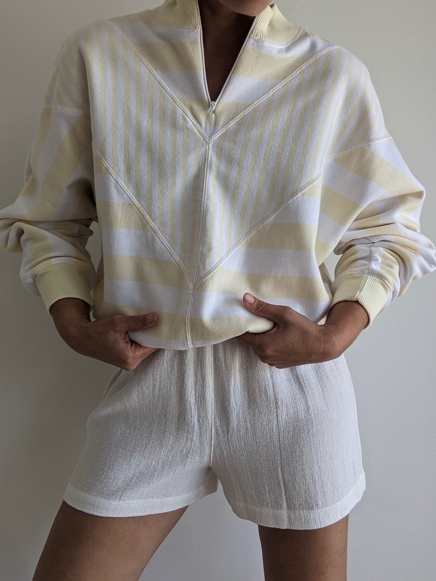 Vintage Butter Striped Henley Sweatshirt