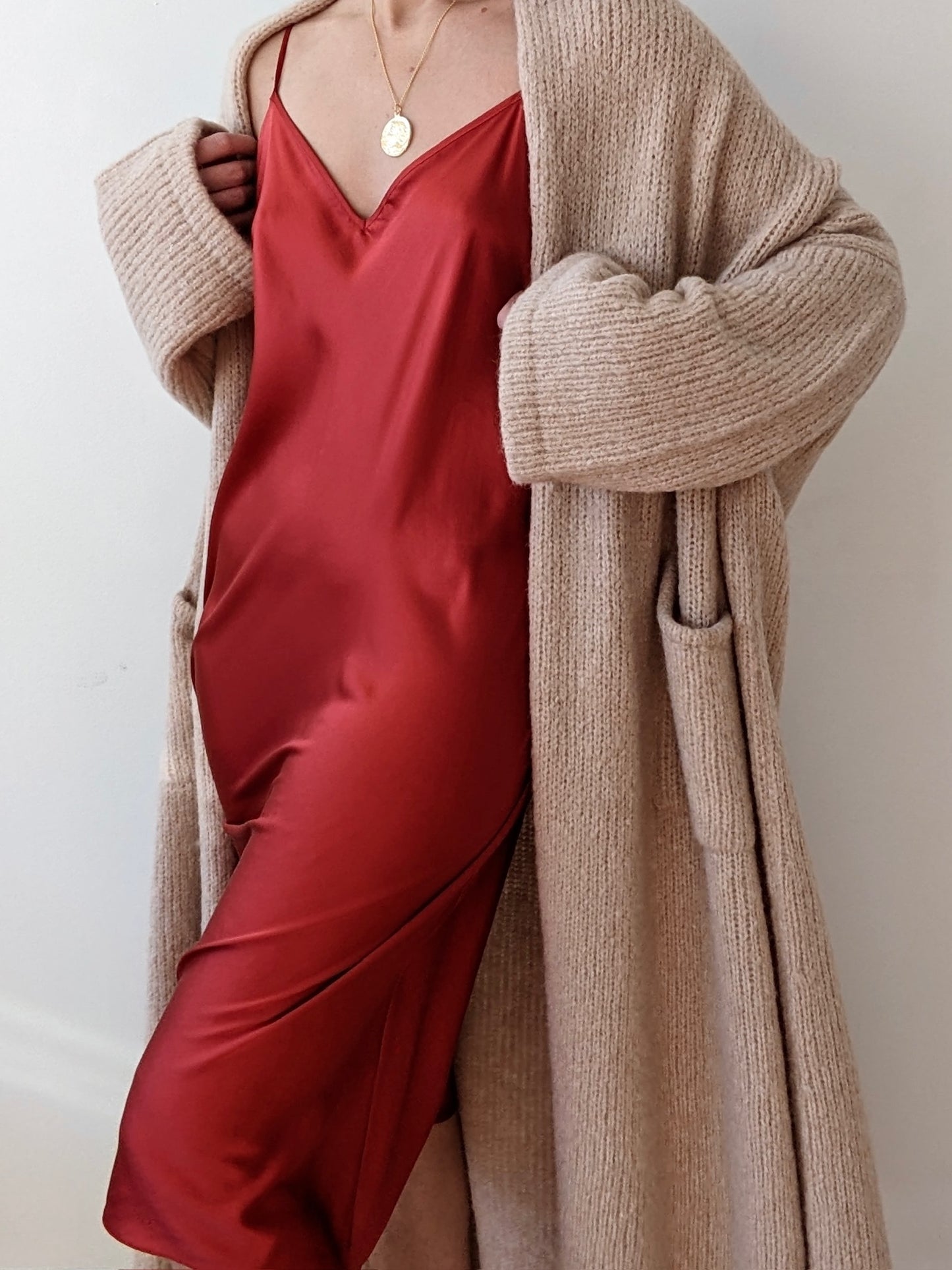 Beautiful Vintage Crimson Silk Charmeuse Slip