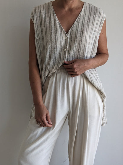 Vintage Striped Raw Silk Vest