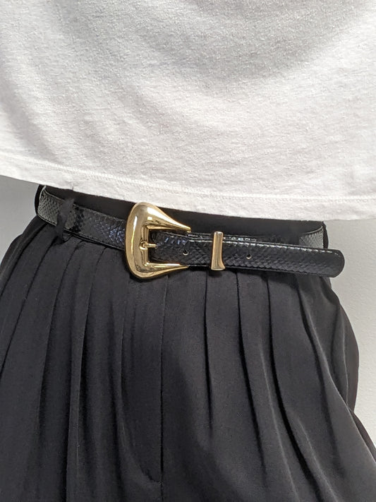 Vintage Onyx Snakeskin Leather Belt