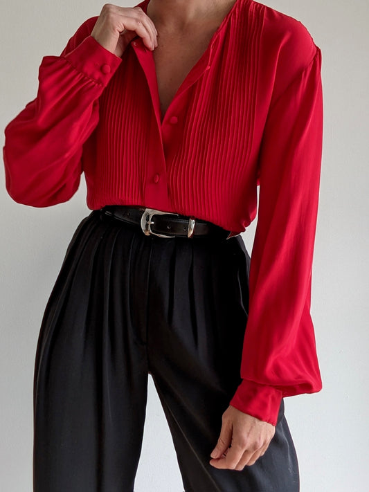 Vintage Diane Von Furstenberg Pleated Silk Blouse