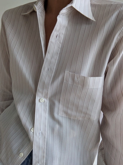 Vintage Christian Dior Embroidered Pinstripe Shirt
