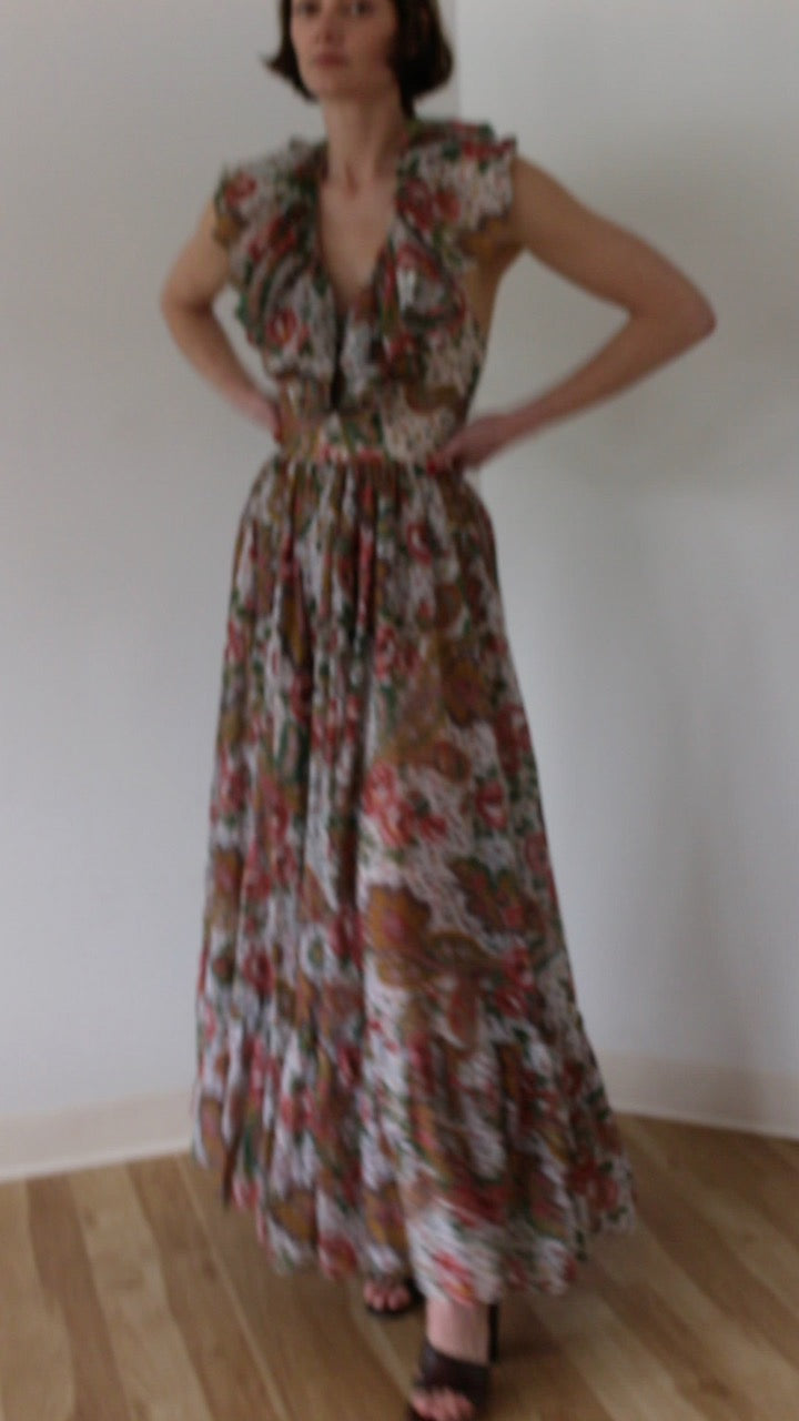 Stunning Vintage Bowit Teller Ruffled Halter Gown