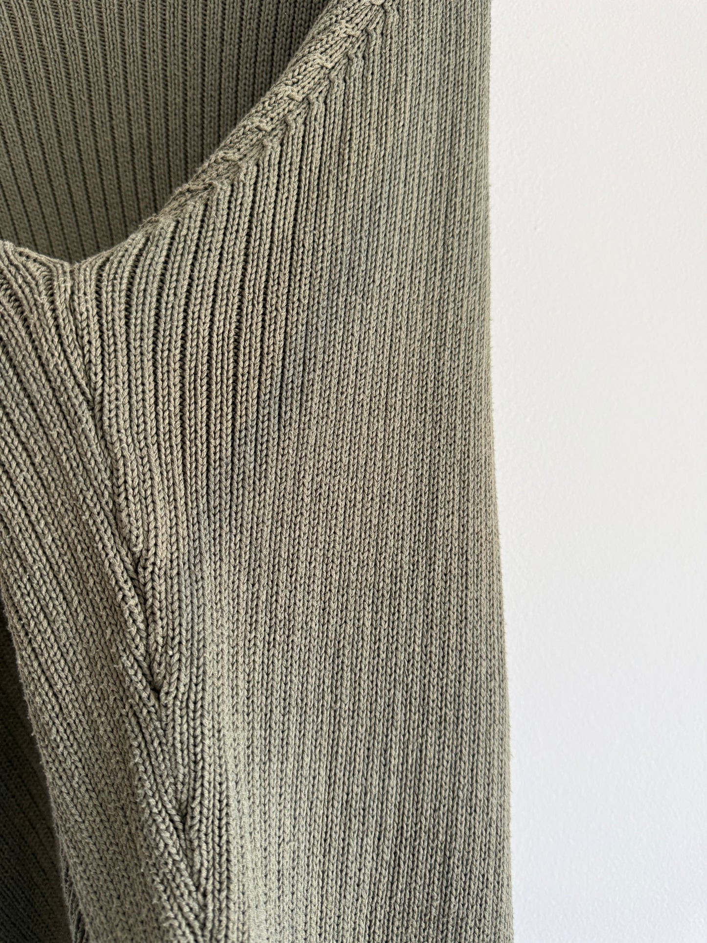 Vintage Olive Ribbed Cotton Sweater