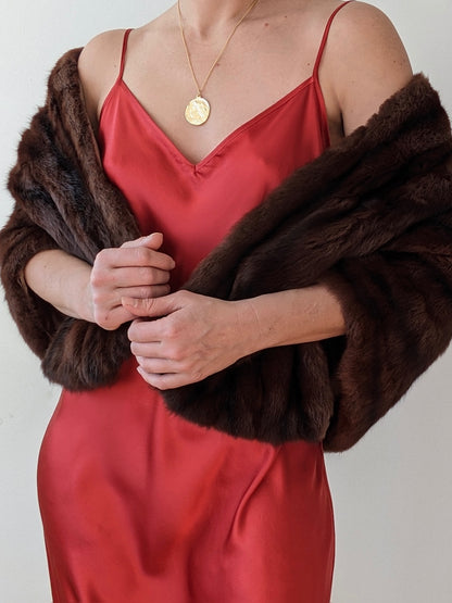 Luxury Vintage Espresso Fur Shawl
