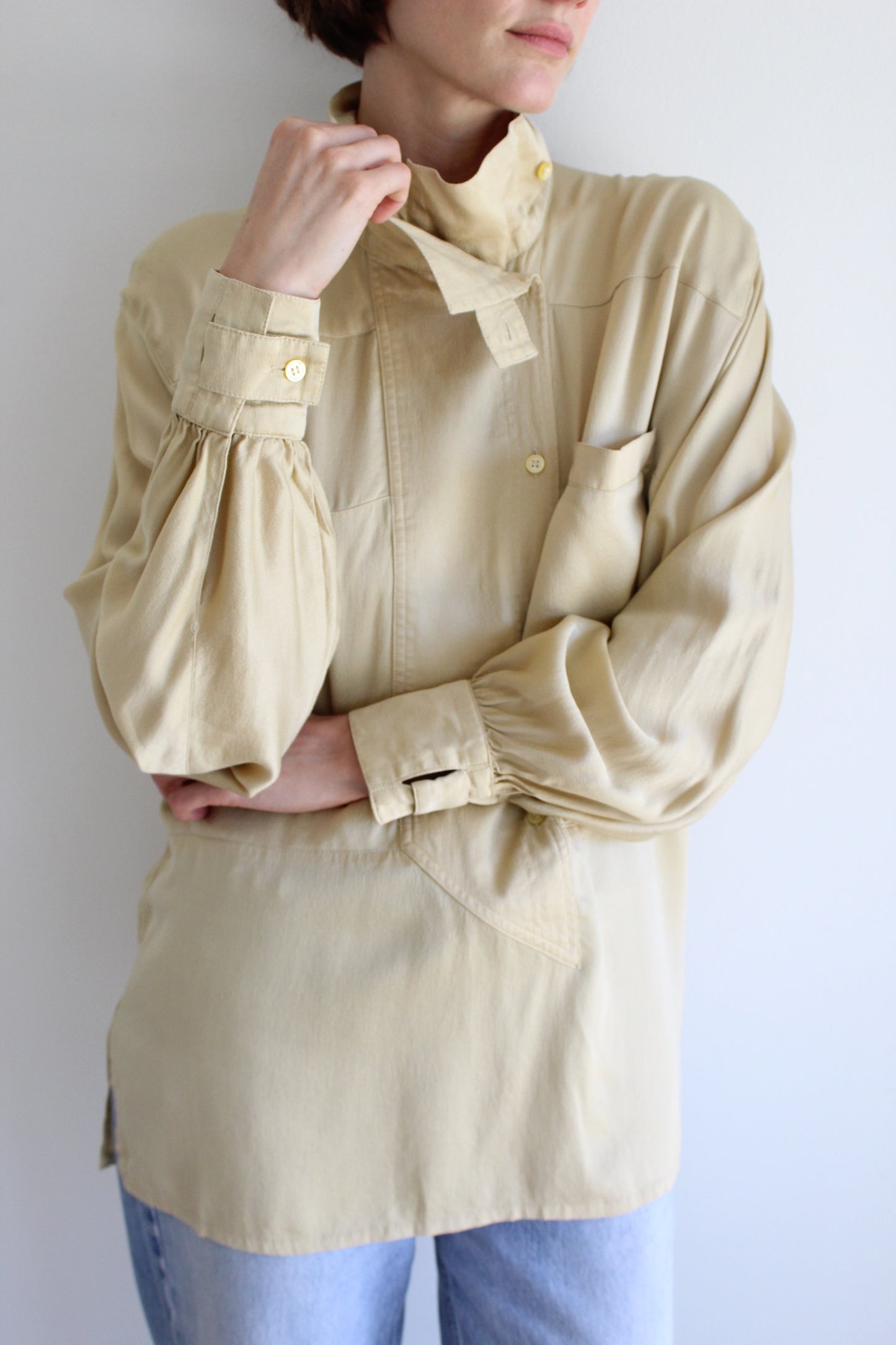 Beautiful 80s Escada Champagne Silk Blouse