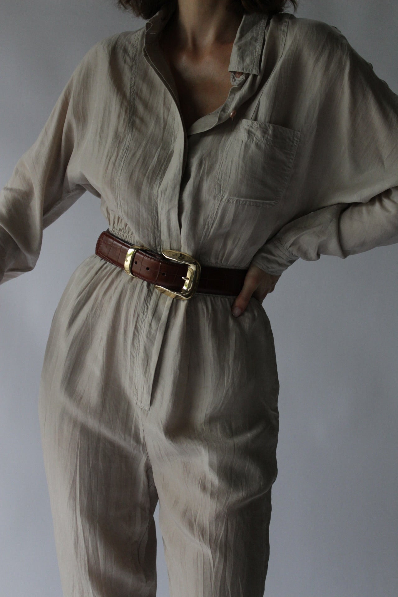 Vintage Diane Gilman Silk Dolman Sleeve Jumpsuit