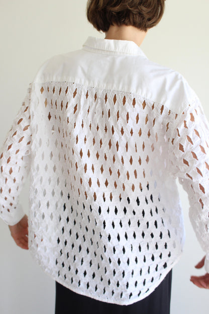 Rare Vintage Lattice Back Button Up