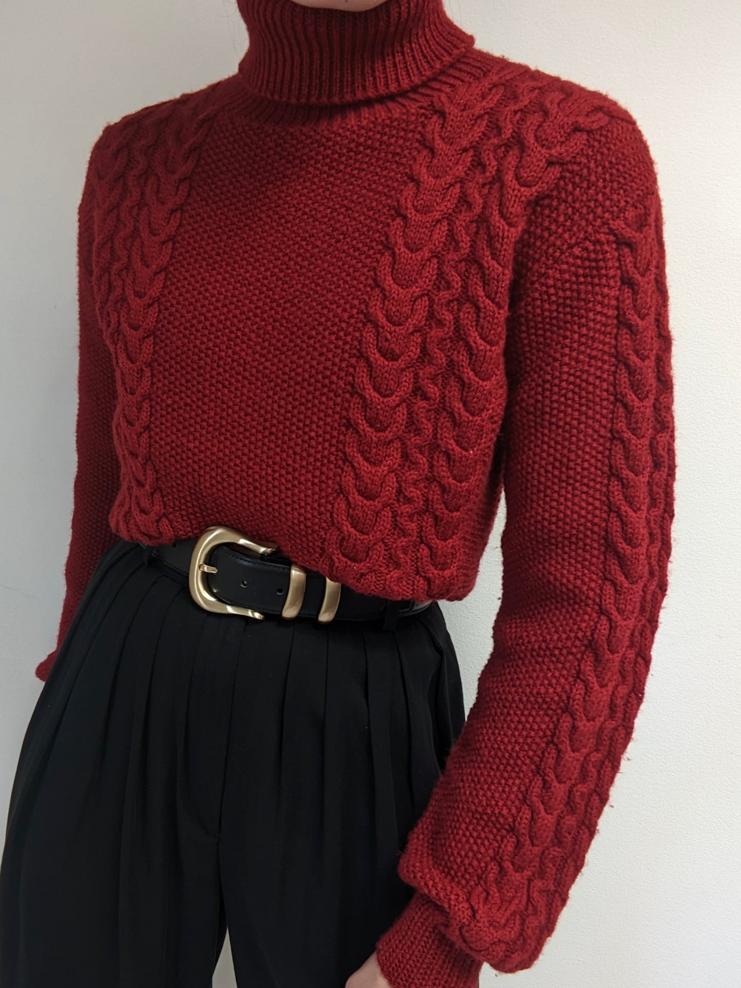 Vintage Cranberry Wool Turtleneck