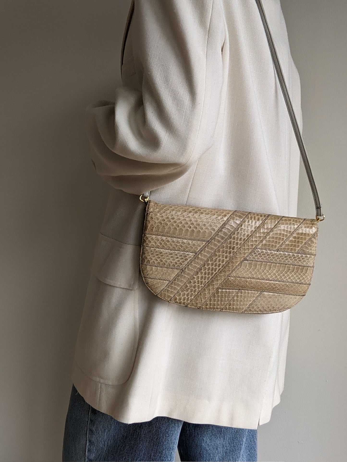 Vintage Snakeskin Patchwork Clutch Purse