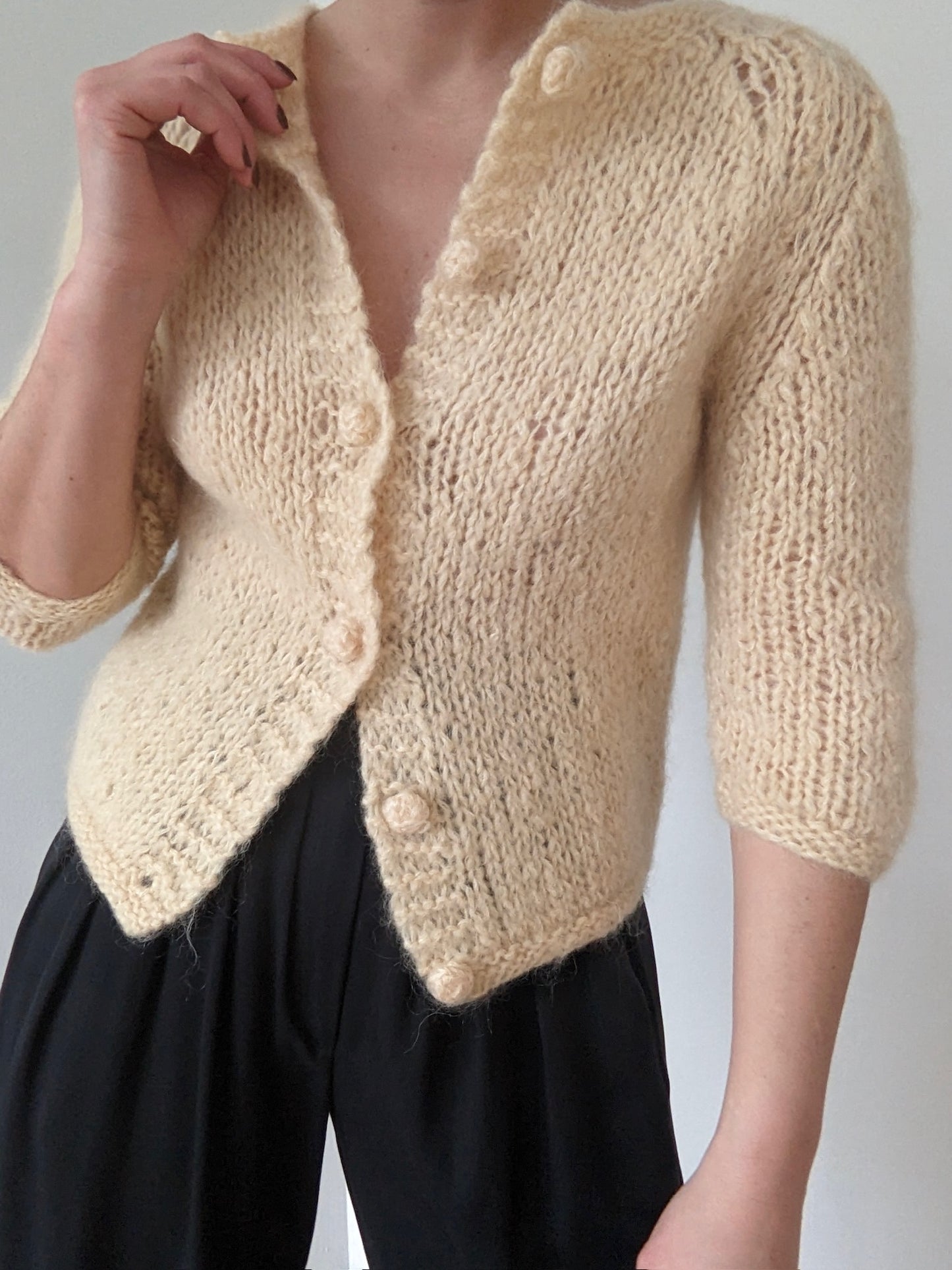 Vintage Buttercream Mohair Wool Cardigan