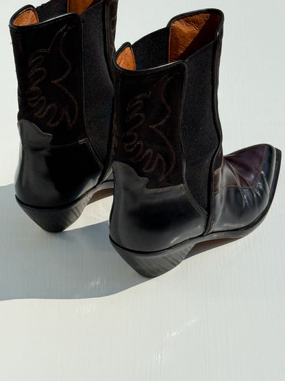 Vintage Donald Pliner Suede & Leather Embroidered Boots