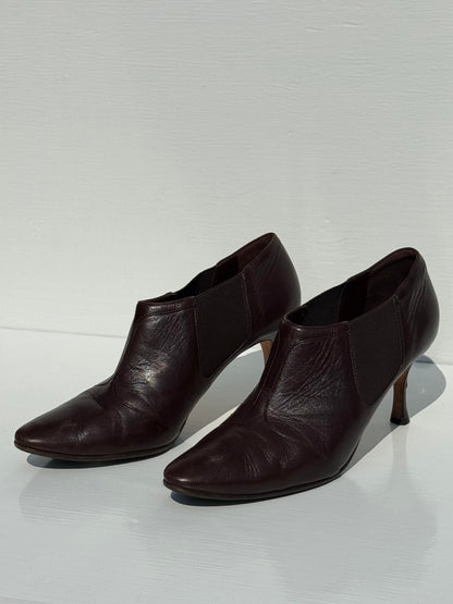 Vintage Manolo Blahnik Cocoa Leather Ankle Boots