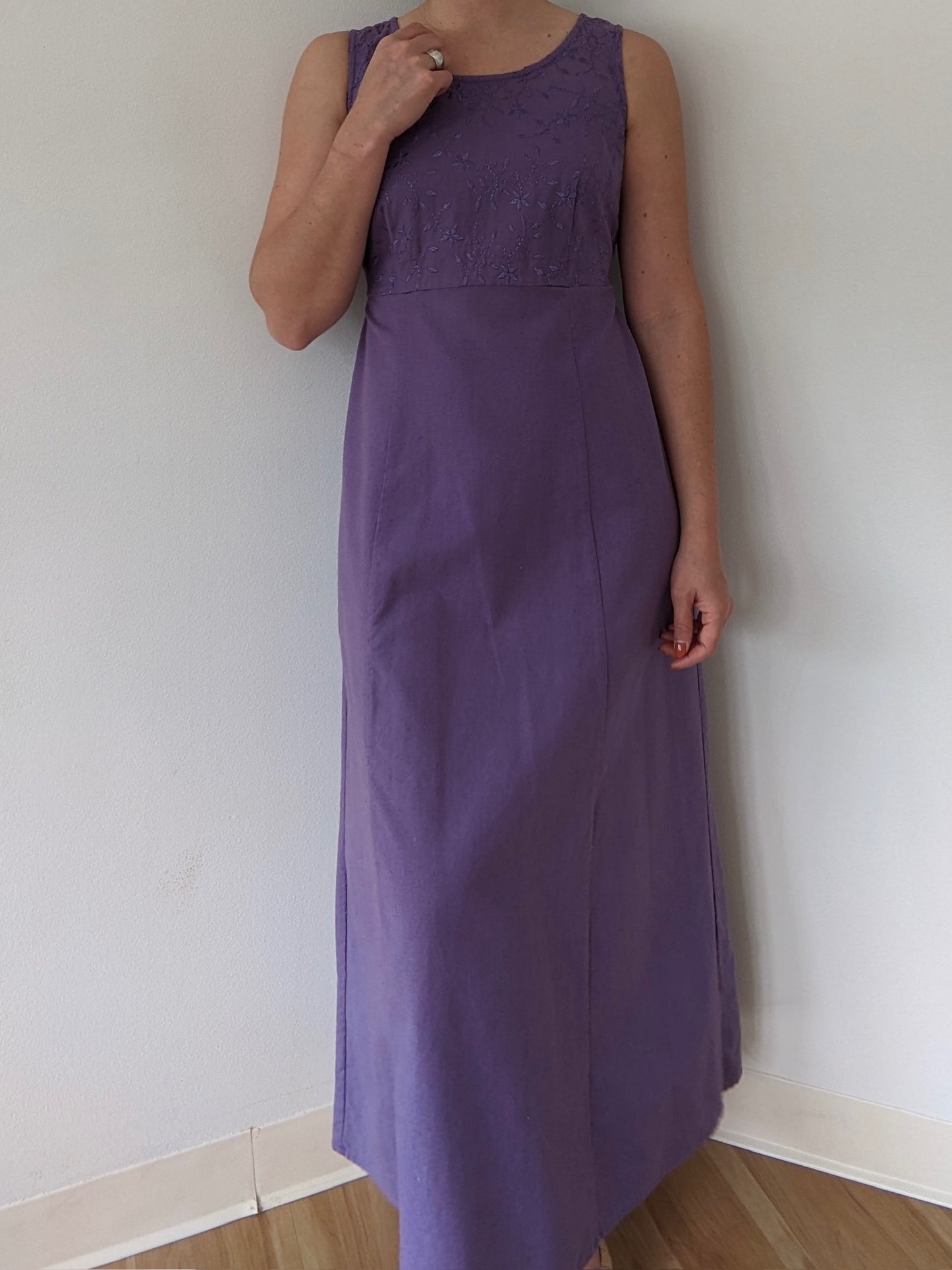 Vintage Embroidered Lavender Market Dress