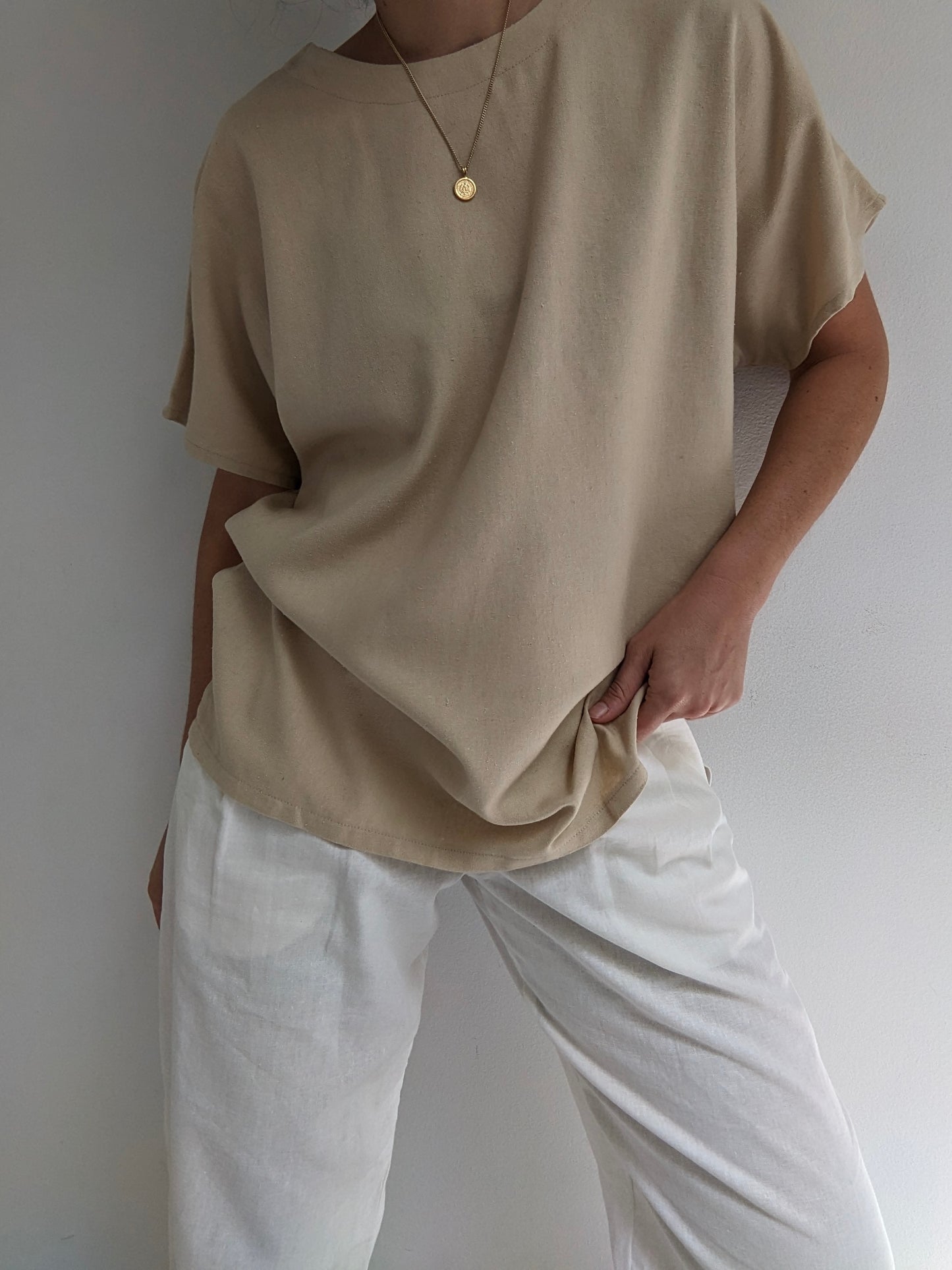 Vintage Sand Raw Silk Dolman Tee