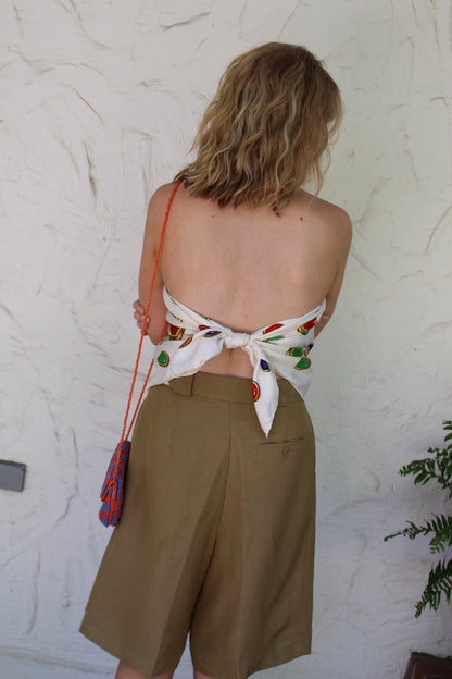 Vintage Movado Ivory Gem Silk Scarf