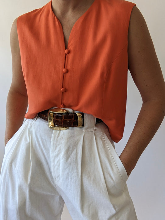 Vintage Citrus Silk Rouleau Top