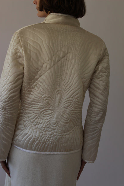Stunning Vintage Pearl Quilted Silk Jacket