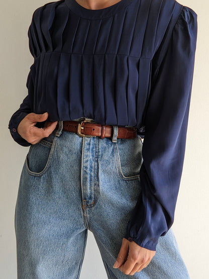 Rare Vintage Pleated Silk Blouse