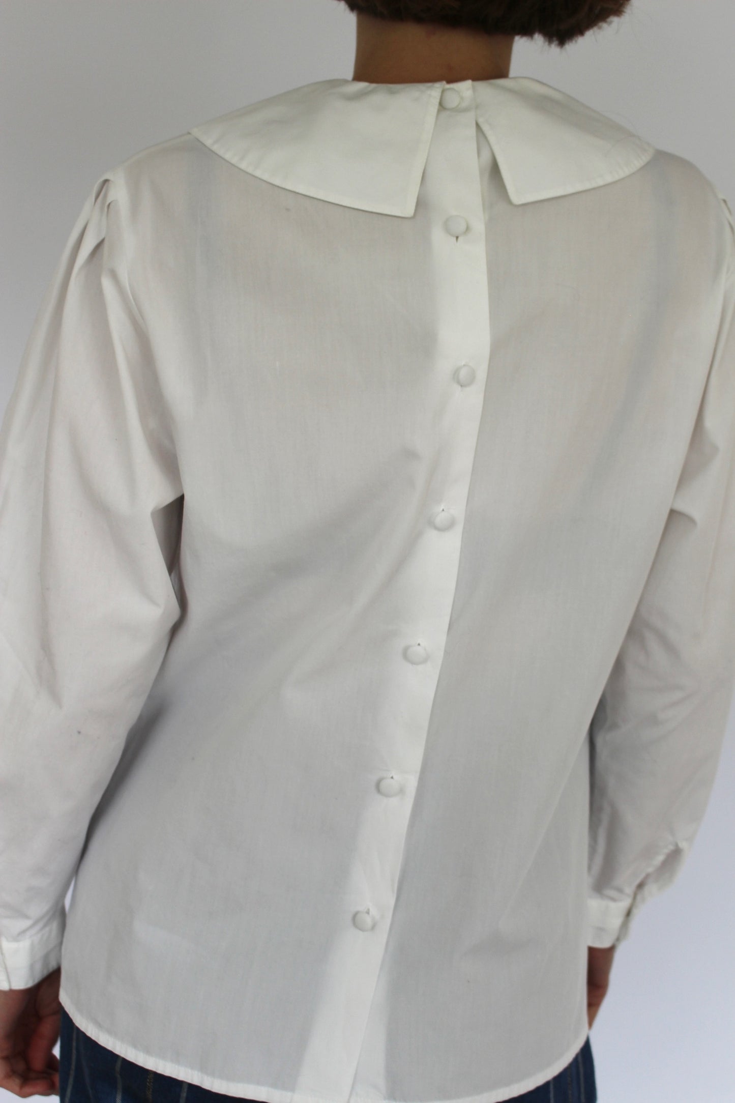 Vintage Eggshell Pleated Collar Blouse