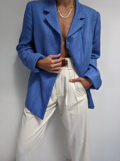Vintage Cerulean Woven Sik Blazer