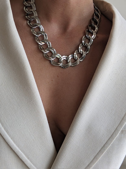 Vintage Silver Double Link Necklace