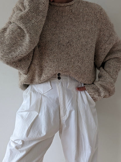 Vintage Oat Wool & Silk Roll Neck Sweater
