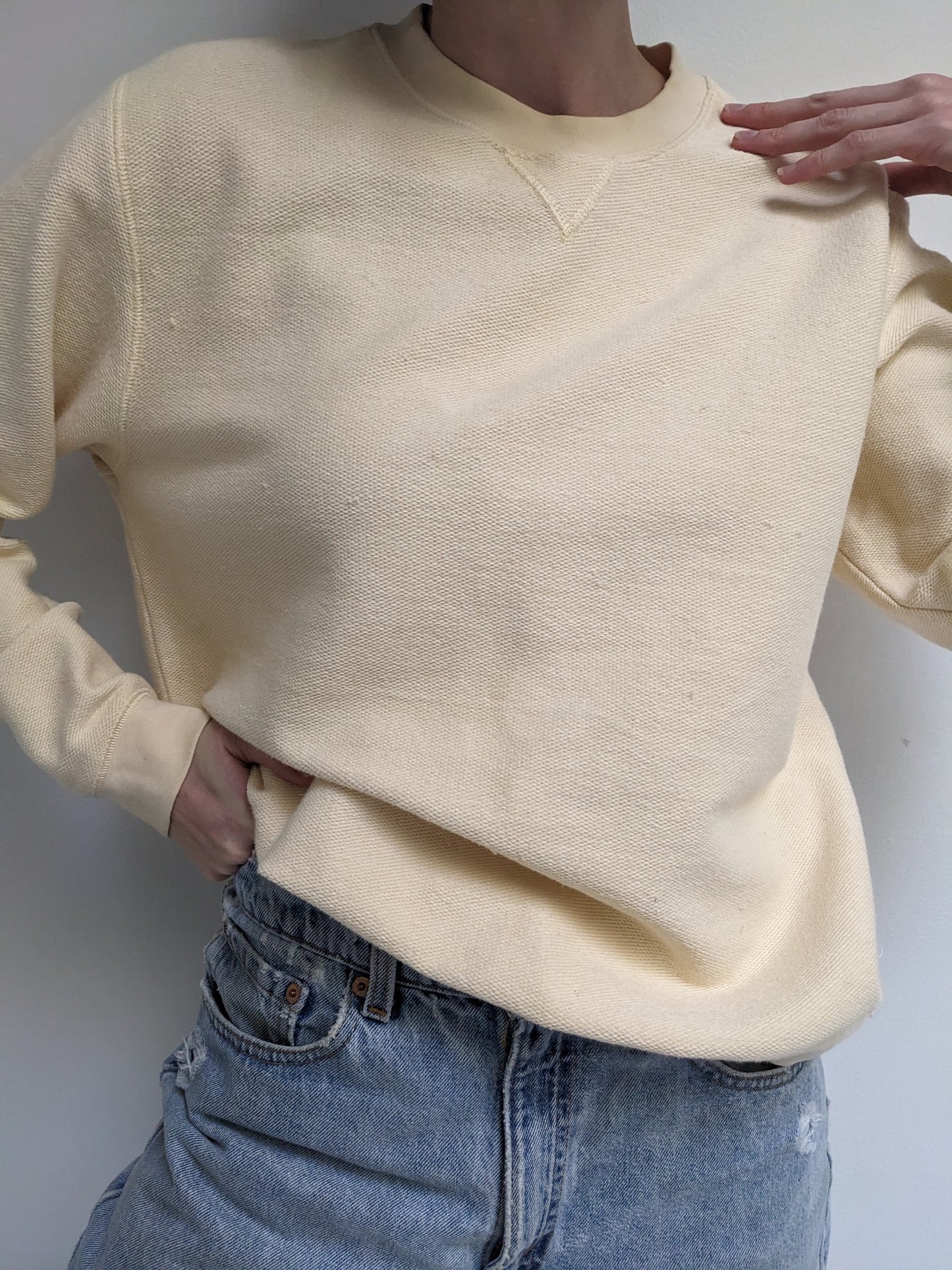 Vintage Pale Lemon Woven Pullover