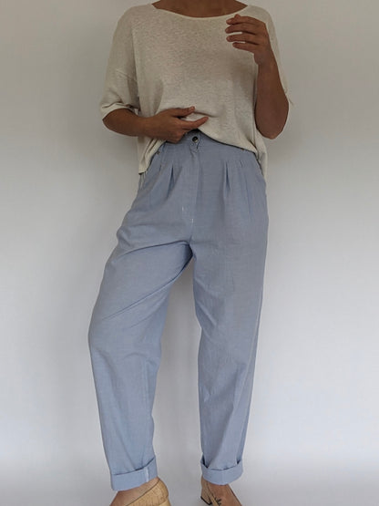 Vintage Pleated Chambray Trousers