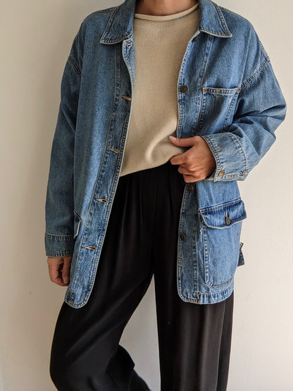Vintage Faded Denim Chore Coat