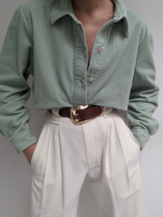 Vintage Eucalyptus Corduroy Shirt