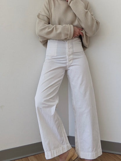 Amazing Vintage Eggshell Twilled Sailor Pants