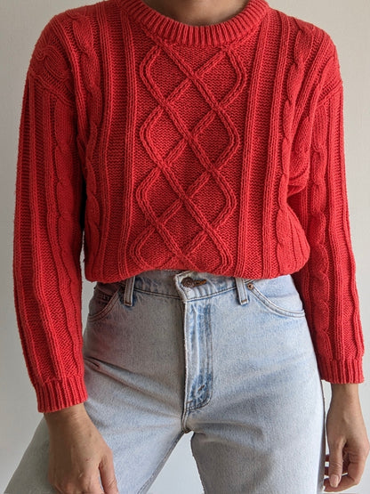 Vintage Tart Red Cable Knit Sweater