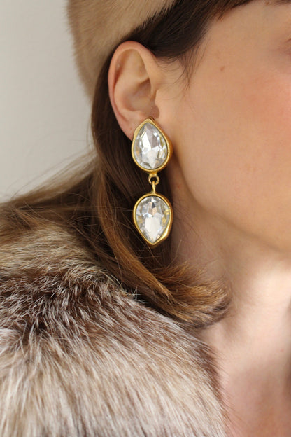 Statement Vintage Foiled Rhinestone Drop Earrings